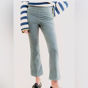 Free People In MY Feelings Velvet Gray Ankle Cropped Pants